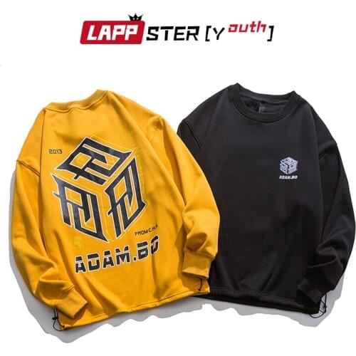 LAPPSTER-Youth Men Japanese Streetwear Vintage Hoodies 2021 Mens Harajuku Sweatshirt Autumn Printed Pullover Male Casual Hoodie
