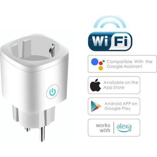 1pcs Tuya WiFi EU/FR Smart Plug 16A 220V Adapter Wireless Remote Voice Control Power Monitor Timer Socket For Alexa Google Home