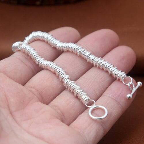 S925 silver jewelry wholesale fashion retro all-match Plain Silver Mult bracelet female accessories