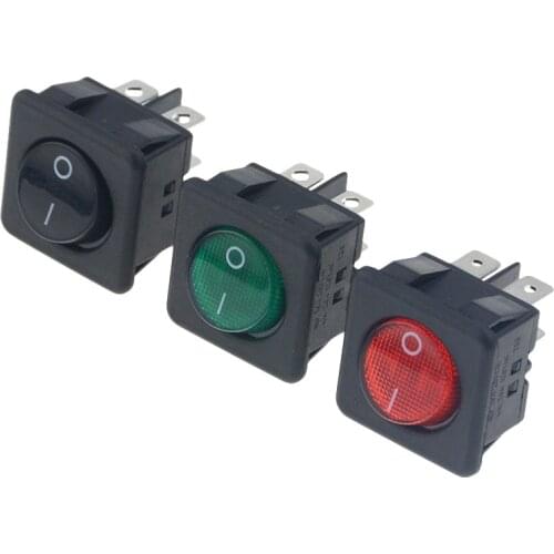 1PC Square Power Switch ON-OFF 4pins RED BLACK GREEN Push Button Switches 16A/260VAC