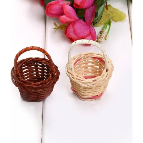 1PC Mini Rattan Weaving Storage Basket Fruit Rattan Storage Box for Cosmetics Tea Picnic Basket Organizer Kitchen Handicraft