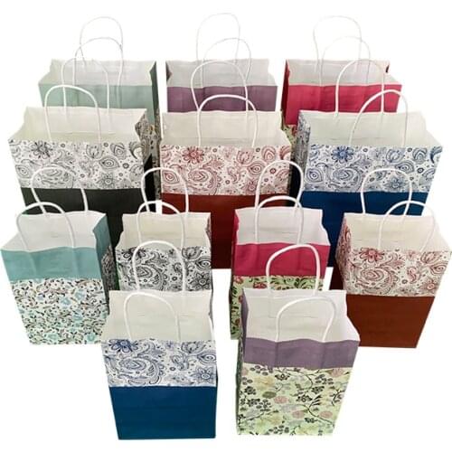 10pcs Flower Pattern Cosmetic Paper Bag Cartoon Gift Bag Birthday Party Small Paper Bag
