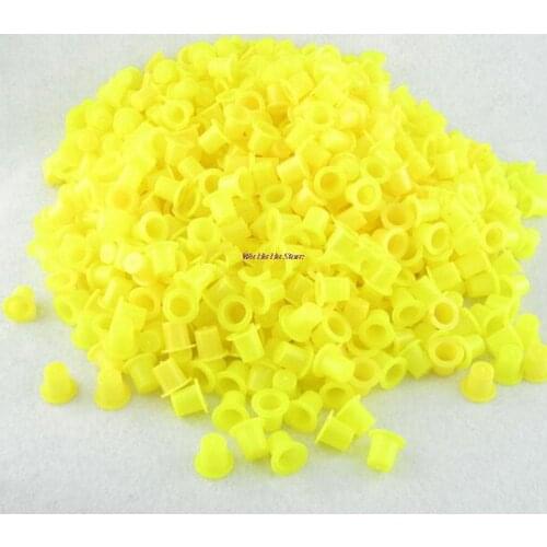 100Pcs Plastic Tattoo Ink Cap Cups Supply Kleine Size Tattoo Accessoires Geel Groothandel 12X8X9 Mm Groothandel