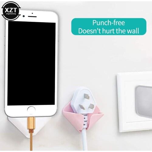 2Pcs/Set Nail-free Power Cord Storage Rack Wall Storage Hooks Kitchen Plug Hook Adhesive Hooks Power Plug Socket Hanger Holder