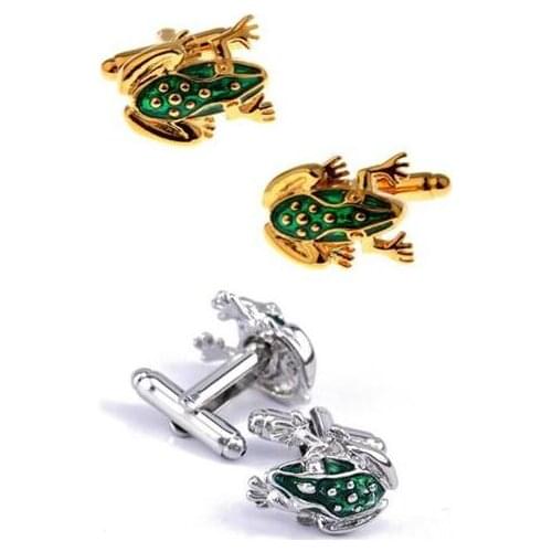20pairs/lot Silver/Golden Green Frog Cufflinks Copper Plating Cuff Links Animal Design Cuff Button Mens Jewelry Wholesale