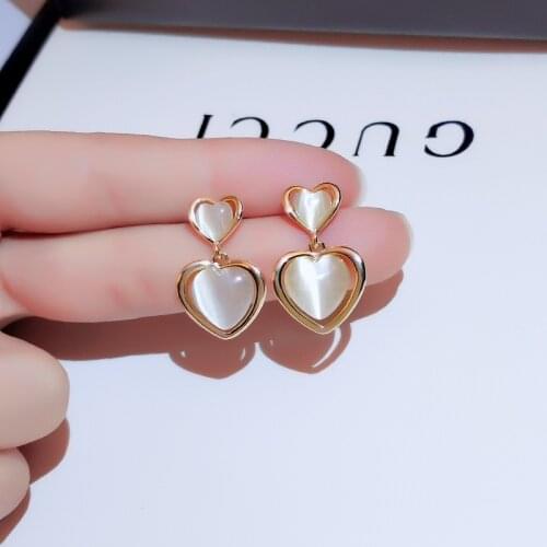 2020 New Arrival Zeojrlly Metal Trendy Heart Women Dangle Earrings Love Earrings Korean Style Simple Elegant Earrings For Women