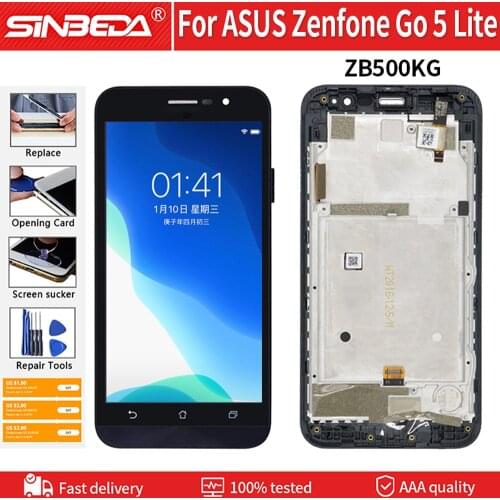 5.0" Original Display For ASUS Zenfone Go ZB500KG LCD Touch Screen With Frame Digitizer Assembly Replacement Free Tools