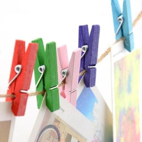 50PCS Small White Wooden Clothes Clips Paper Craft Scrapbooking Clothespin
