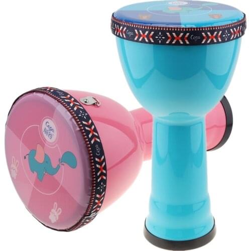 8 Inch Beautiful African Djembe Drum Colorful Cloth Art ABS Barrel PVC Skin Lightweight Children Hand Drum Musical Instrument