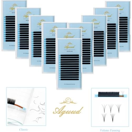 AGUUD 10 Cases/lot Eyelash Extensions Individual False Mink Eyelashes Russian Volume Eyelash Lashes Extension Supplies Makeup