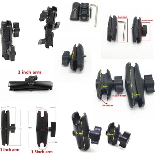 Aluminum or Plastic Double Socket Arm used with 1 Inch Ball Bases and Holder mount for Gopro Camera Smartphone
