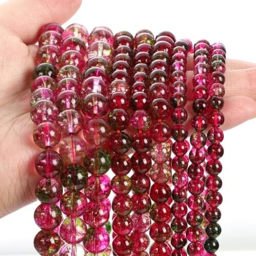 Green Ghost Stone Red Crystal Natural Stone Beads Round Loose Spacer Bead For Jewelry Making DIY Charm Bracelets 4/6/8/10/12MM