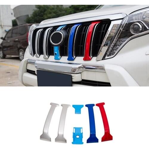 For Toyota Prado FJ150 FJ 150 2014 2015 2016 2017 Accessories Grille Grill Molding Around Camera Cover Trim Car Styling ABS 7pcs
