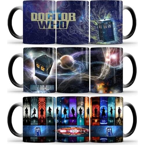 Dropshipping 1Pcs New 350ml Doctor Who Color Changing Mugs Creative Ceramic Coffee Milk Heat Sensitive Cups Gift for Children