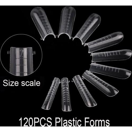 120PCS Quick Building Gel Mold Dual Forms Tips with Box Nails Extension Forms System Top Molds Form Nail Art DIY Tools 2021