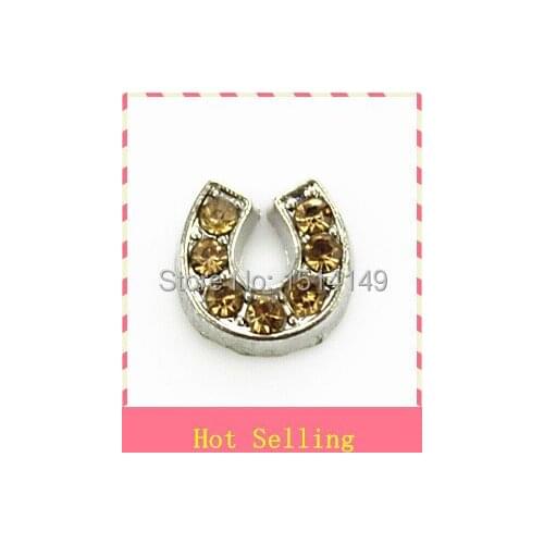 Hot selling coffee crystal horseshoe charms floating charms living glass floating memory locket wholesale