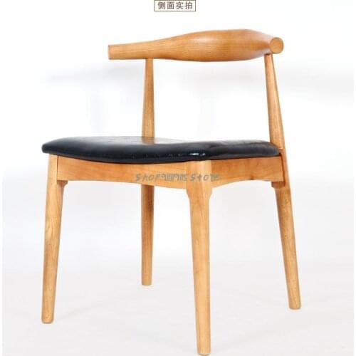 Oxhorn Chair Solid Wood Nordic Dining Chair Modern Simple Family Study Stool Desk Dining Room Solid Wood Chair Back Chair