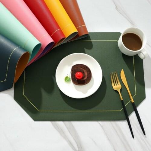 Custom made Placemat with Logo Oilproof Waterproof Table Mat Leather insulation pads Solid color double-layer leather Coaster