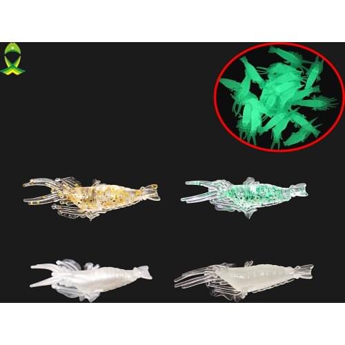 JSM 20 pcs/bag soft silicone shrimp fishing lure luminous soft bait for carp fishing lures ice fishing equipment