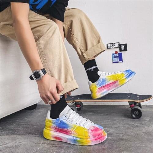 Sneakers Men Height Increasing Sport Shoes Original Plataforma Skateboarding Shoes Rainbow Color Waterproof Chaussure Hombe
