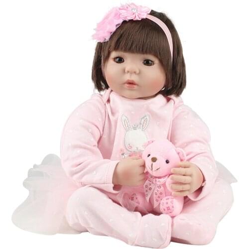 Fashion Reborn Baby Doll Real Silicone Doll Kids Toys Girls Bebes De Silicona Birthday Doll Gifts Pink Princess Toys