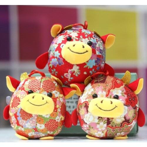 New Stylish cute 8-10cm plush soft Auspicious Year of the Ox Festive pendant Keychain wall decoration good quality toy kids gift