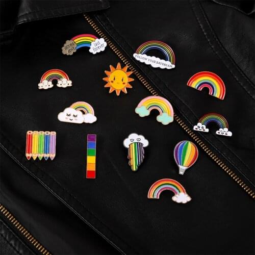 Cloud Rainbow Pins Brooches Badges Cloth Backpack Bags Hats Leather jeckets Decoration Inspirational Jewelry