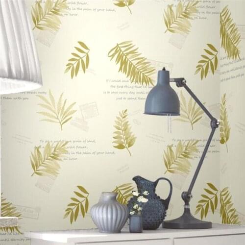 Beibehang New Nordic style home improvement wallpaper living room bedroom dining room leaves English alphabet sofa wallpaper