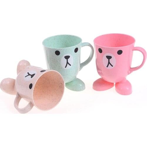 Baby Training Cups Learn Drink Feeding Bottles Cartoon Children Baby Bamboo Toothbrush Cup Baby Wash Cup Water Cups for Kids