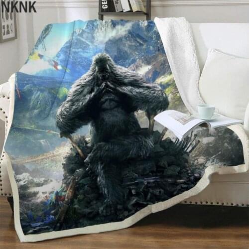 NKNK Brank Orangutan Blanket Animal Bedding Throw Landscape Thin Quilt Bone 3D Print Sherpa Blanket New Premium Pattern Cozy