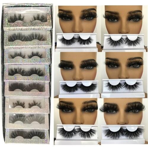 Wholesale 25mm False Lashes Fluffy Mink Eyelashes In Bulk Full Strip Lashes Boxes Package Resuable Long Fake Eyelashes Vendors