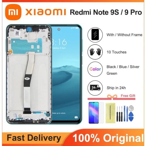 6.67" Original Note 9S LCD For Xiaomi Redmi Note 9S Display Touch Screen with Frame Digitizer Assembly Display Repair Parts