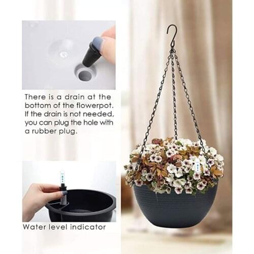 4 Colors Self Watering Hanging Planter Includes Chain and Water Level Indicator N58C