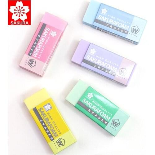 SAKURA FOAM Eraser Macaron Color Wipe Clean Art Sketch Writing Highlight Painting Rubber High Quality Students Erasers XRFW100