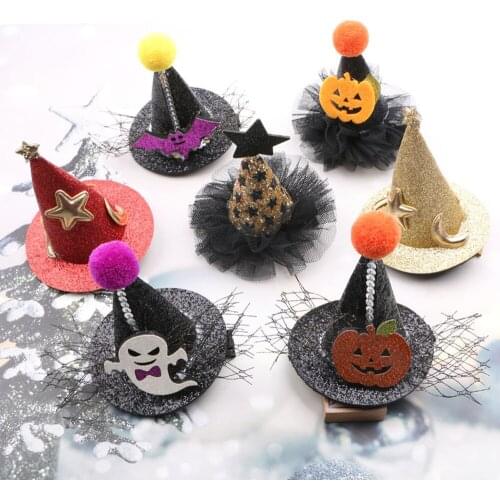 1PC Halloween Wizard Hat Headdress Creative Cosplay Costume Colorful Barrettes Women Girls Cute Diy Hair Clip Accessories