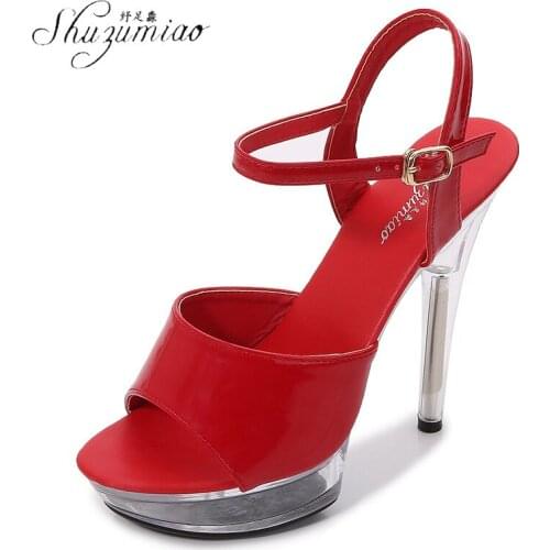 SHUZUMIAO Red Platform Sandals Women High Heel Zapatillas Mujer 2020 High Heels Sandals Women Wedding Shoes With Party Heels