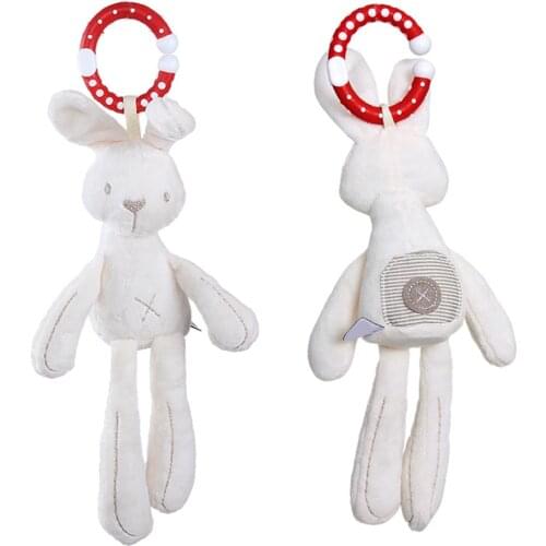 Cute Baby Crib Stroller Toy Animal Rabbit Bunny Bear Soft Plush Infant Doll Mobile Bed Pram Kid Animal Hanging Ring