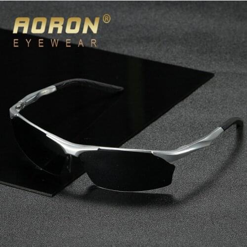 AORON Retro Aluminum Frame Polarized Sunglasses Men Luxury Brand Design Male Mirror Classic Driving Glasses Goggles Oculos