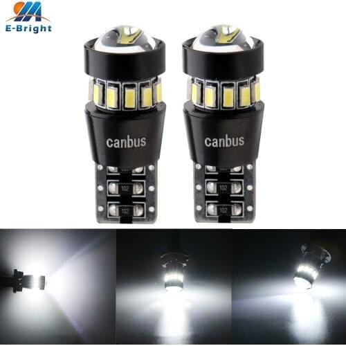 100X W5W T10 Canbus 3014 18 SMD Lens Led Bulb NO ERROR Turn Parking Door Signal Side Maker Indicator Light Auto Car 6500k White