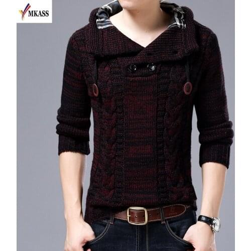 2017 New Brand Men Sweater Pullovers Male Pull Casual Slim Sweaters Men Thick Stand Collar Pullover Hedging Mens Sweater 4XL