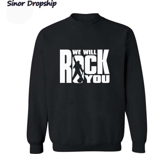 We Will Rock You Queen Band Rock N Roll Heavy Metal Sweatshirt Hip Hop Winter Men Hoodie Warm Fleece Sportswear Sueter Masculino