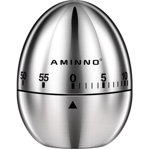 Kitchen timer Manual Stainless Steel Egg Shaped Mechanical Rotating Alarm with 60 Minutes for Cooking
