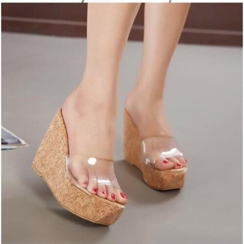 2021water Proof New Summer Transparent Platform Wedges Sandals Women Fashion High Heels Female Summer Shoes