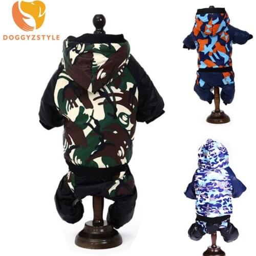 Pet Dog Camouflage Jumpsuit Hoodie Dog Overall Coat Puppy Warm Clothes Fleece Autumn Winter For Pets DOGGYZSTYLE