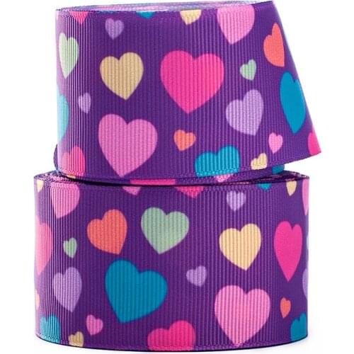 10yards different sizes heart love Valentines Day pattern printed Grosgrain ribbon