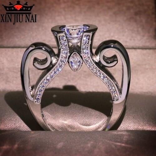 2020 New Arrival Classic Fashion Jewelry Round Cut White AAAAA Cubic Zirconia Flawless Womens Wedding Ring