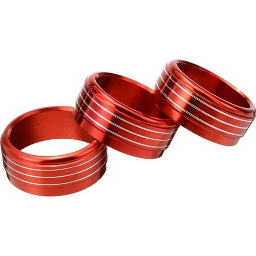 3pcs Red Aluminum Car A/C Climate Control Knob Ring Covers Sticker Parts For Subaru Impreza Forester WRX/STi