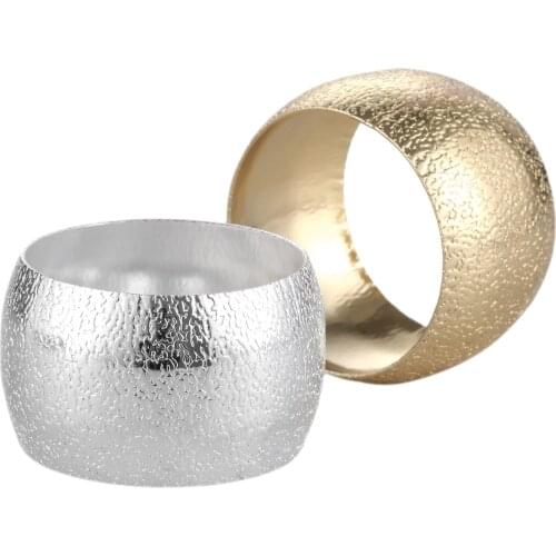6Pcs Gold/Silver Alloy Napkin Rings For Wedding Party Hotel Kitchen Round Serviette Buckle Napkin Holder Table Decoration