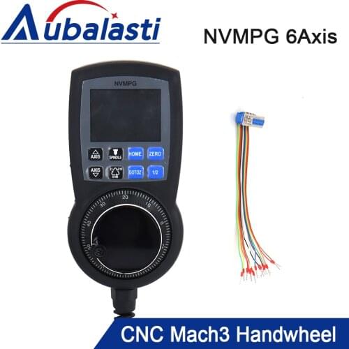 WaveTopSign NVMPG Mach3 6 Axis Handwheel MPG Pendant Manual Pulse Generator Hand Wheel Serial Communication With LCD Display