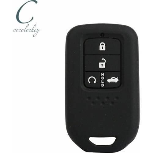Cocolockey Silicone Car Key Cover Fob Case Key Bag Holder for Honda 4 Button Smart Key Case For Car Protecter Jacket Set
